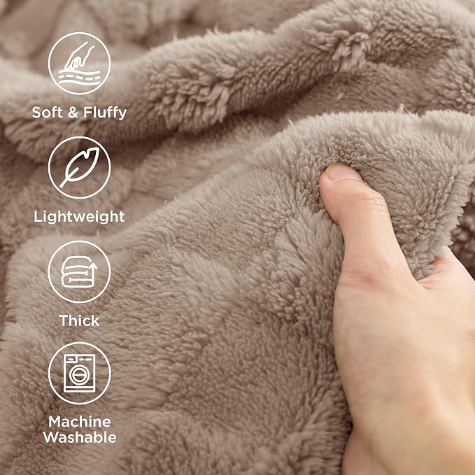 Bedsure GentleSoft Light Brown Throw Blanket - Image 3