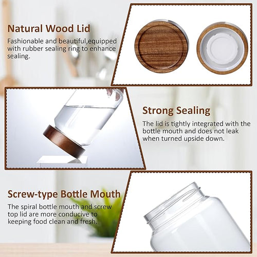 40 oz/1200 ml Glass Jar with Airtight Wooden Screw Top Lid, Clear Stackable Food Storage Canister, Large Tall Decorative Glass Container for Coffee, Candy, Cookie, Sugar, Oatmeal, Salt, Pasta
