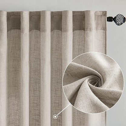 MIULEE Burlywood Birch Linen Curtains 52x96 Inch Long 2 Panels - Image 2