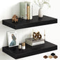 Fun Memories 12 Inch Deep Black Floating Shelf, 24 x 12 Rustic Wood Wall Shelf by FunMemories