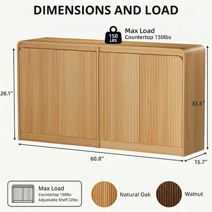 FURSUN 61" Modern Fluted Sideboard - Image 2