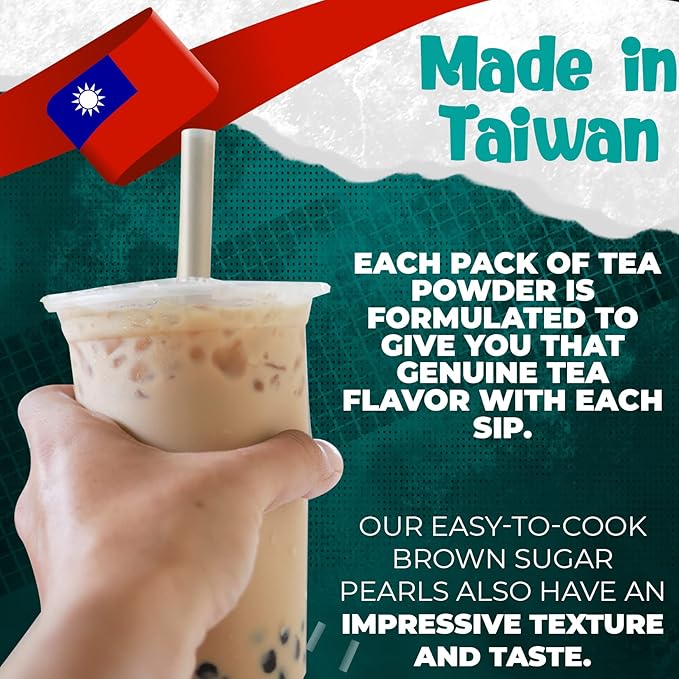 Fusion Select 5 Pack Authentic Tea Flavors Sakura, Lavender, Rose, Thai, Original Milk Tea Kit - Extra Rich Flavor Bubble Drinks, Tapioca Pearls, Straws - Complete Boba Kit