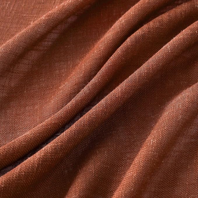 MIULEE Burnt Orange Fall Linen Curtains 37x90 Inch 2 Panels - Image 4
