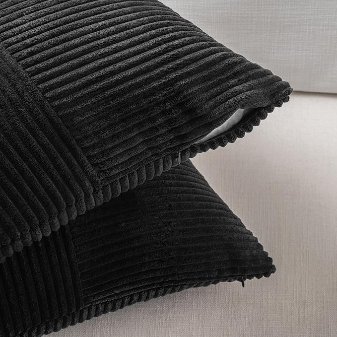 Fancy Homi 2 Packs Black Euro Decorative Throw Pillow Covers 28x28 Inch - Image 4