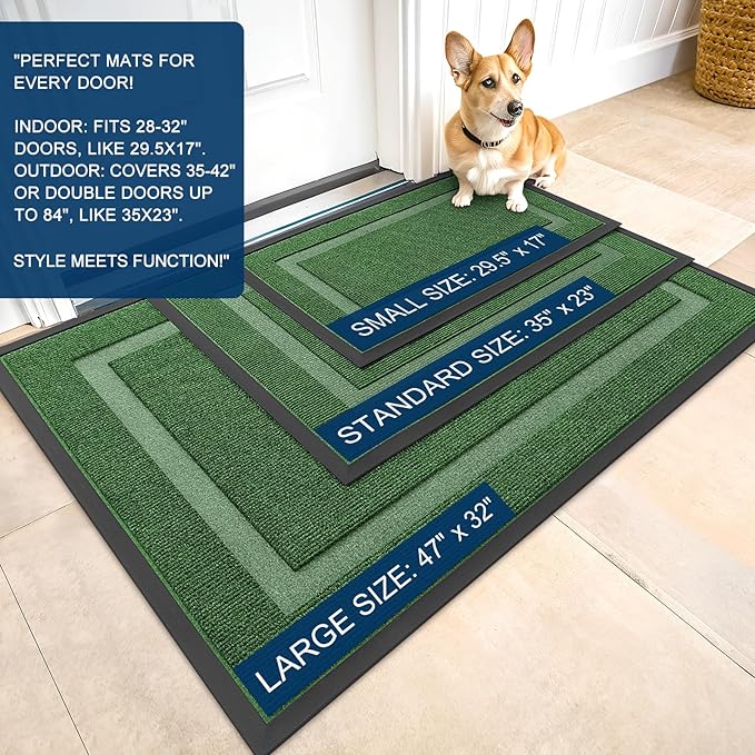 OLANLY Front Door Mat Outside 33x21, All-Season Heavy-Duty Rubber Doormat | - Image 2