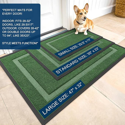 OLANLY Front Door Mat Outside 47x17, All-Season Heavy-Duty Rubber Doormat | - Image 2