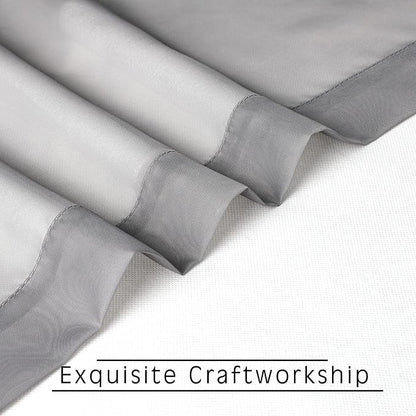 Grey Sheer Kitchen Valance for Windows Set of 2, Small Modern Rod Pocket Voile - Image 3