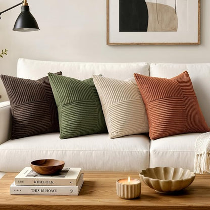 MIULEE Olive Green Decorative Euro Sham Pillow Covers 24x24 Inch - Image 4