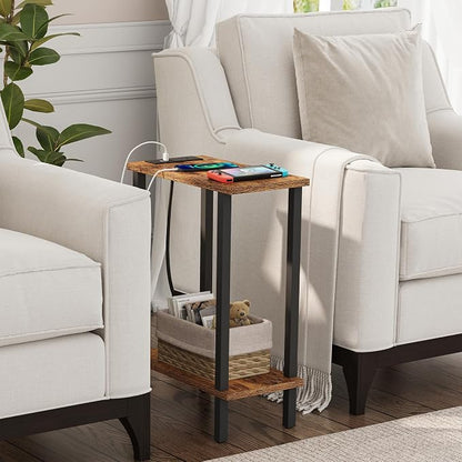 TUTOTAK Small End Table with Charging Station, Narrow Side Table with USB Ports - Image 2