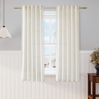 Linen Curtains 63 Inch Length 2 Panels Set by Nanspring