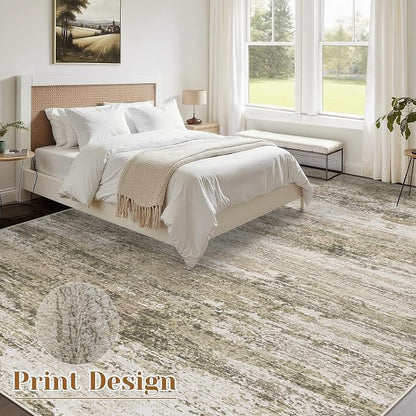 Washable Rug 8x10 Area Rugs for Living Room: Large Neutral Soft Rug Abstract - Image 2