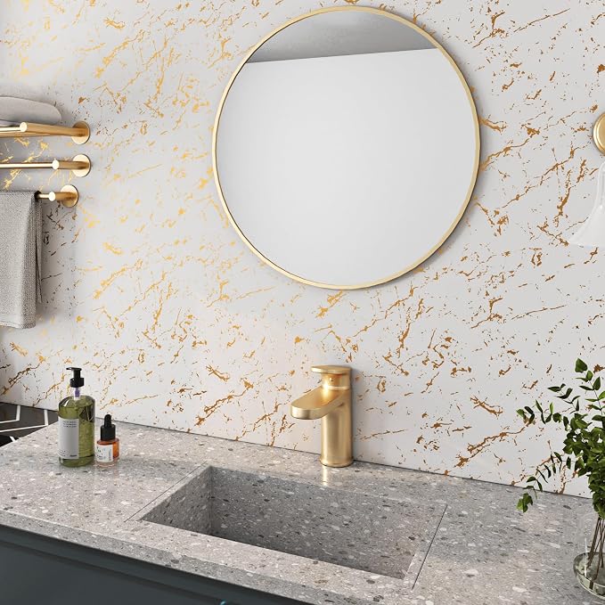 FunStick 24"x200" Off White and Gold Marble Peel and Stick Wallpaper Self - Image 6