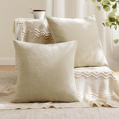 MIULEE Ivory Chenille Couch Throw Pillow Covers, 18x18 | Set of 2, Soft Neutral - Image 4