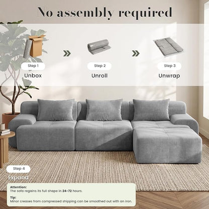 GRUSIGN 108'' Modular Sectional Boneless Couch, Tufted Cloud Sectional Couches - Image 4