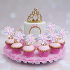 Ephlyn 30Pcs Foil Firework Cupcake Toppers Firework Cake Toppers Tinsel Flower Drink Stirrers Cocktail Food Fruit Toothpicks for Valentine's Day Party Decorations Pink