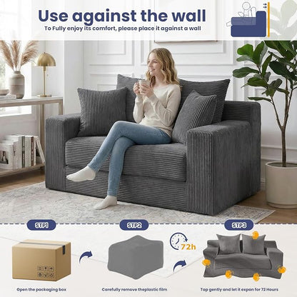 3-in-1 Convertible Sofa Bed, Boneless Loveseat Sleeper & Folding Couch Bed - Image 7