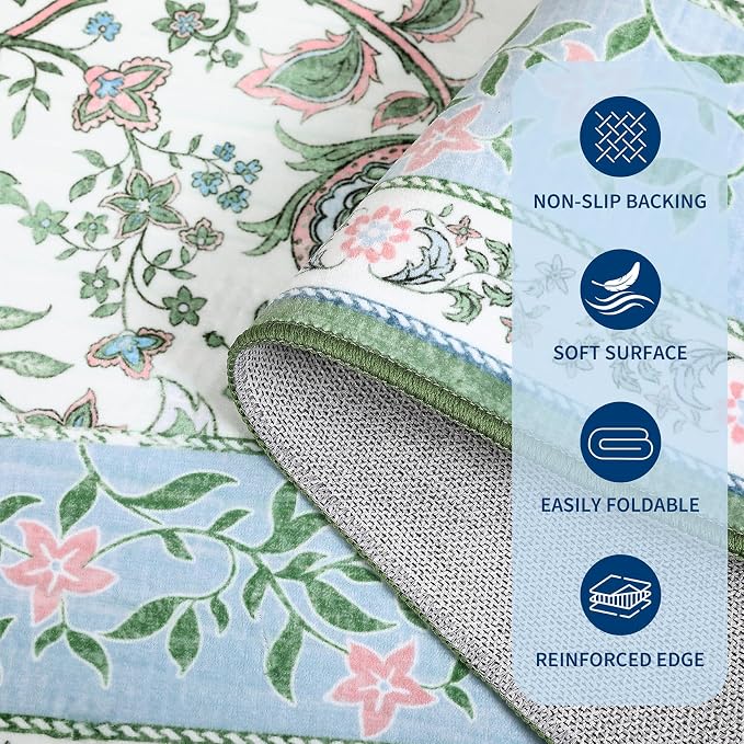 GarveeHome Blue Green Pink 8x10 Area Rugs - Image 8