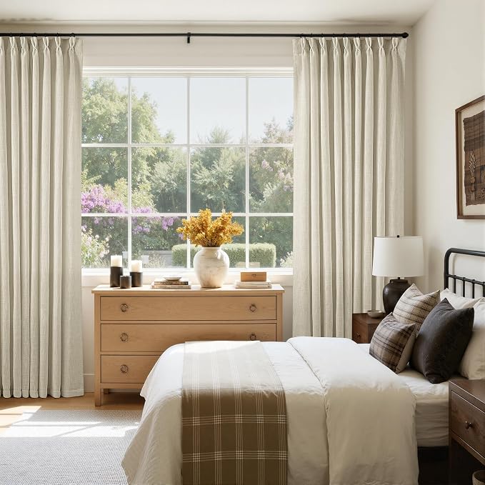 60 Inch Width 102 Inches Long Linen Pinch Pleat Curtains 1 Panel | Light - Image 6