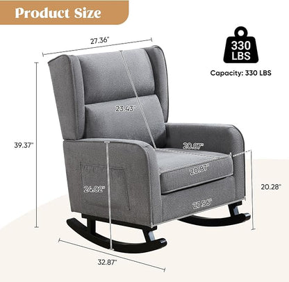 HCHAIRH Nursery Rocking Chairs, Modern Wingback Accent Chairs - Image 2