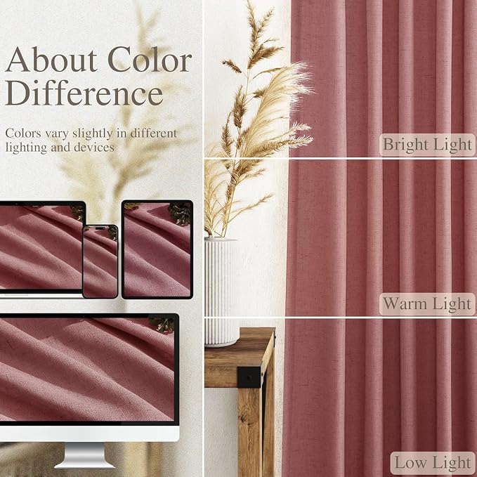 Canyon Rose Linen 144 Inch Curtains - Image 3
