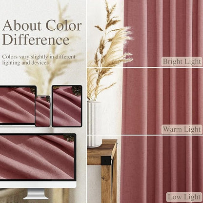 Canyon Rose Linen Curtains 80 Inch Length - Image 3