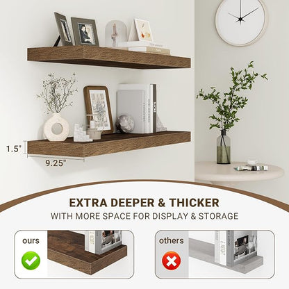 Acovy 16 Inch Floating Shelves, Wooden Shelves - Image 4