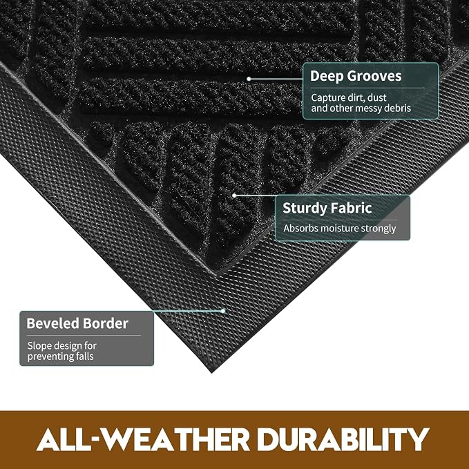 Front Door Mat, Heavy Duty Waterproof Doormat 47.5"x35.5", Stain Fade Resistant - Image 2