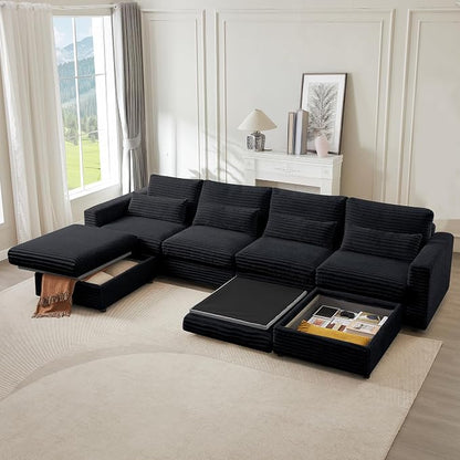35.3" Corduroy Ottoman with Storage Oversized Ottoman - Image 8