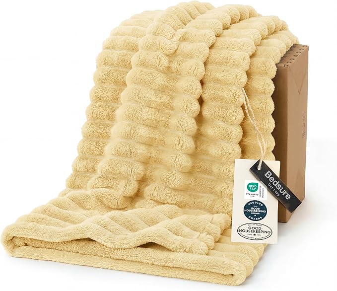 Bedsure Soft Twin Blanket for Bed Decor Gifts Custard Yellow 60"x80" | Birthday by Unknown