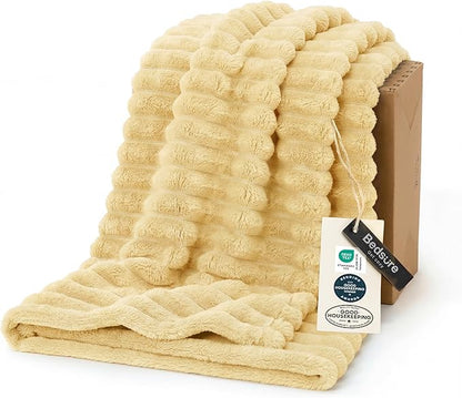 Bedsure Soft Twin Blanket for Bed Decor Gifts Custard Yellow 60"x80" | Birthday by Unknown