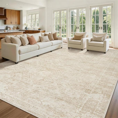 Aelenmu 10x14 Area Rugs for Living Room Washable Dining Room Beige | Modern - Image 3
