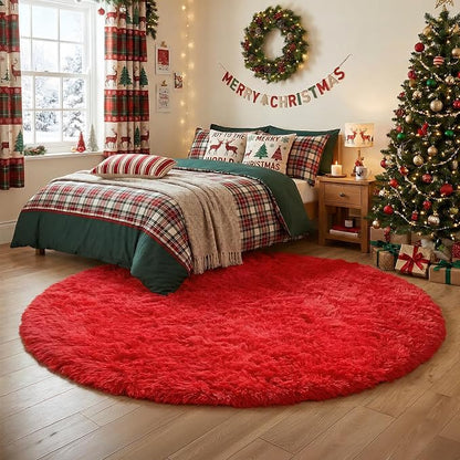 Amdrebio Red Shag Big Round Area Rug 6Ft - Image 9