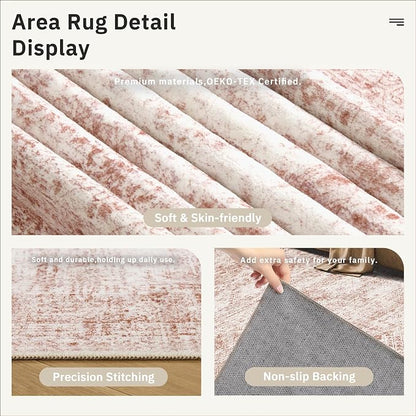 Soalmost Washable Area Rug 8x10 Large Soft Pink Rugs - Image 5