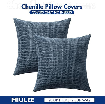 MIULEE Decorative Couch Throw Pillow Covers 16x16 Inch Navy Blue 2 Pack | - Image 7