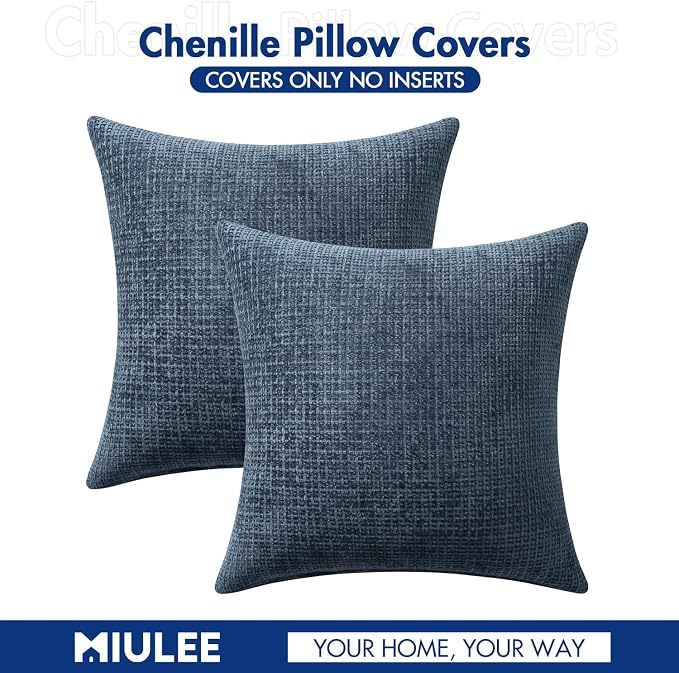 MIULEE Decorative Couch Throw Pillow Covers 20x20 Inch Navy Blue 2 Pack | - Image 7