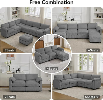 87.5'' L Shaped Modular Sectional Sofa, 3 Seater Cloud Couch - Image 7
