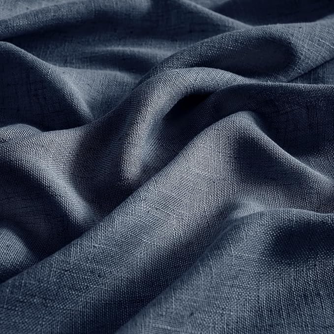 MIULEE Navy Blue Linen Curtains 52x96 Inch Length 2 Panels - Image 4