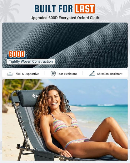 KingCamp Lounge Chair with face Hole, 400LBS Tanning Chairs - Image 9