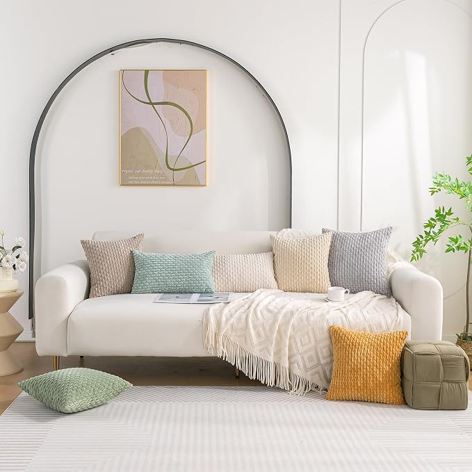 Set of 4 Navy White Taupe Decorative Throw Pillow Covers 16x16 Inch Corduroy - Image 2