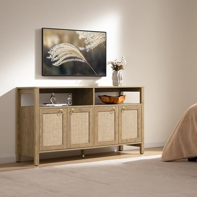 SICOTAS Rattan TV Stand for Television up to 120 Inch - Image 8