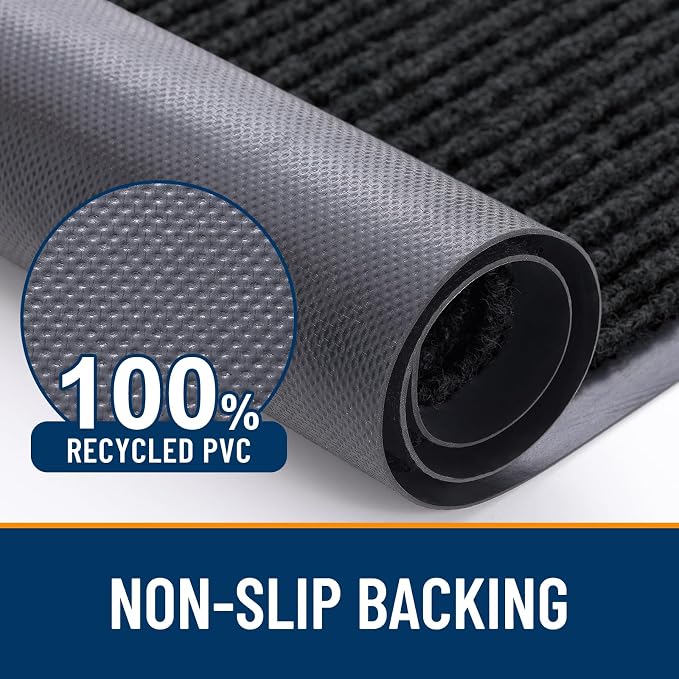 OLANLY Half Circle Front Door Mat 47x30, Waterproof Heavy-Duty Doormat | Black - Image 3