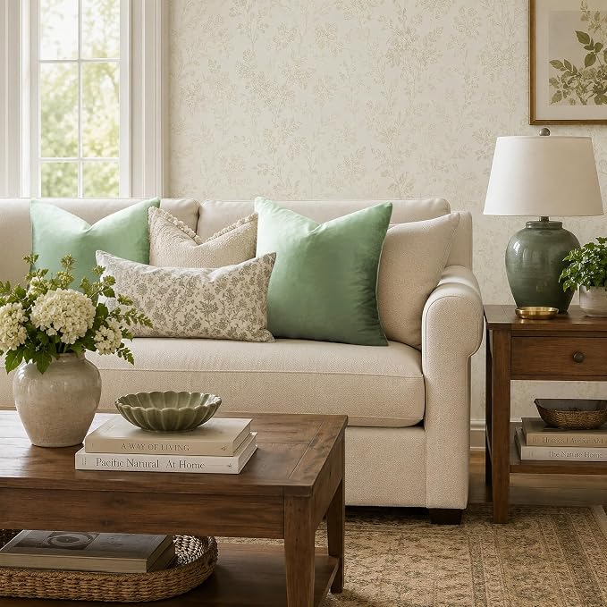 GIGIZAZA Sage Green Velvet Throw Pillow Covers 16x16 Pack of 2 | Decorative - Image 2