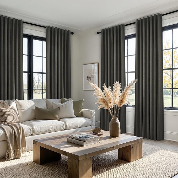 Topfinel 108 Inch Curtains 2 Panels Set Charcoal Grey Curtains 108 Inches Long - Image 3