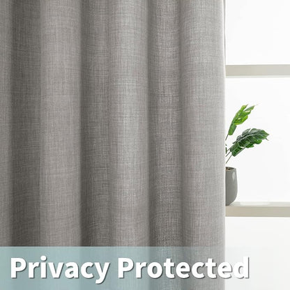 Light Filtering Grey Linen Curtains 95 Inch - Image 4
