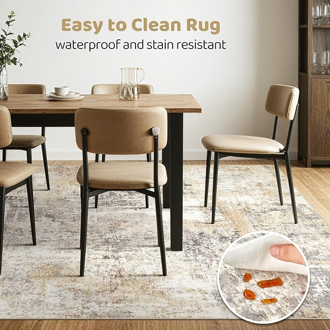 LOONGRUG Square Rug 8x8 Washable Large Neutral Modern Abstract Area Rugs | Soft - Image 6