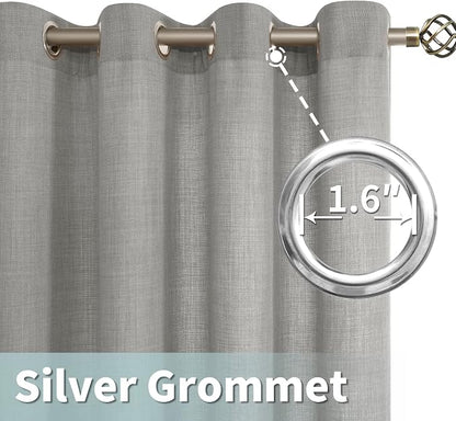 Light Filtering Grey Linen Curtains 95 Inch - Image 5