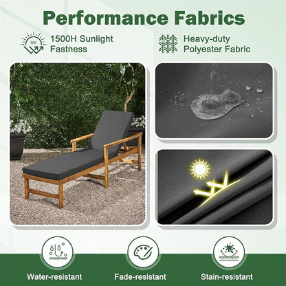 2 Pcs Chaise Lounge Cushions Outdoor Set of 2, Outdoor Chaise Cushion - Image 5