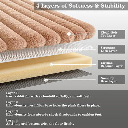 Coffee Rabbit Striped Plush Rug 6'x9', Fluffy Shaggy Area Rug - Image 4