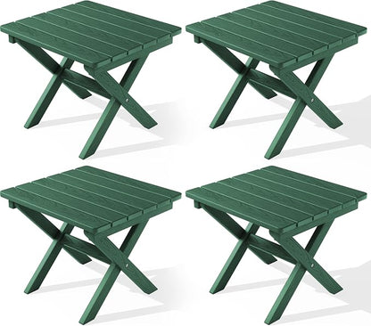 SERWALL Folding Outdoor Side Table Set of 4, Small Adirondack Side Table by SERWALL