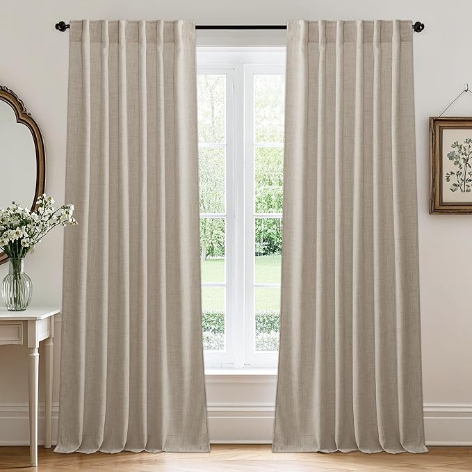RYB HOME Sheer Curtains 102 inches, Extra Long Floor to Ceiling Curtains | Half by RYBHOME
